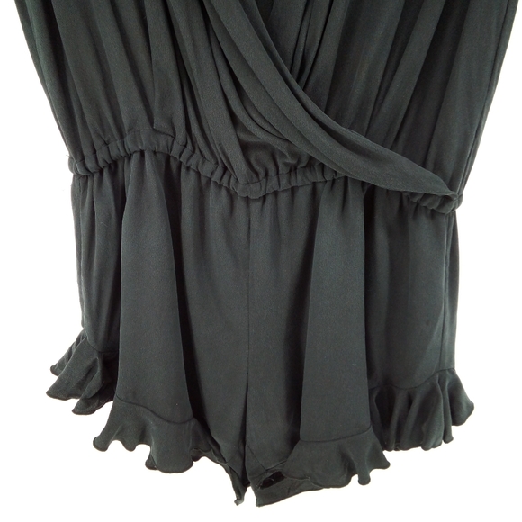 Chaser Black Silk Flouncy Surplice Romper Ruffle Feminine XS - Picture 6 of 13